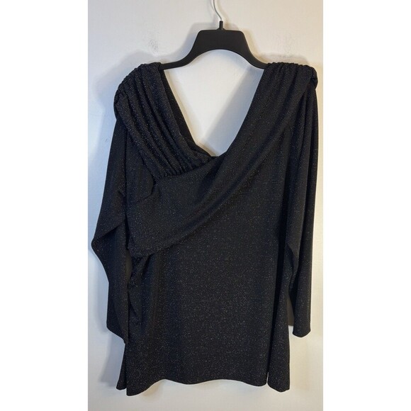 LANE BRYANT Off the Shoulder Illusion Top Black Sparkle 22/24 Long Sleeve Party - Picture 6 of 15